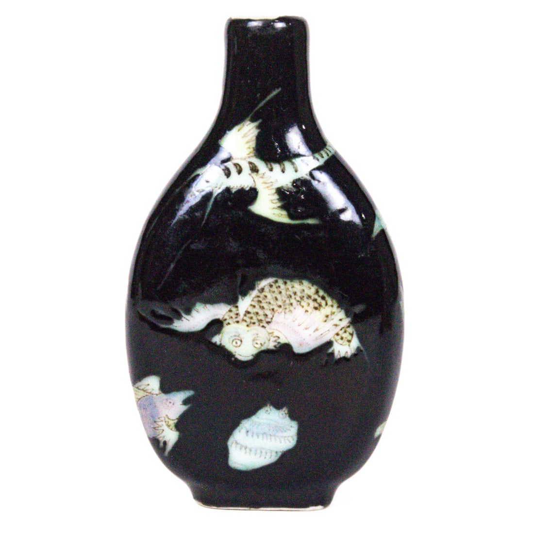 A Chinese famille noir snuff bottle: A Chinese famille noir snuff bottle. 19th century, 2.625" high.