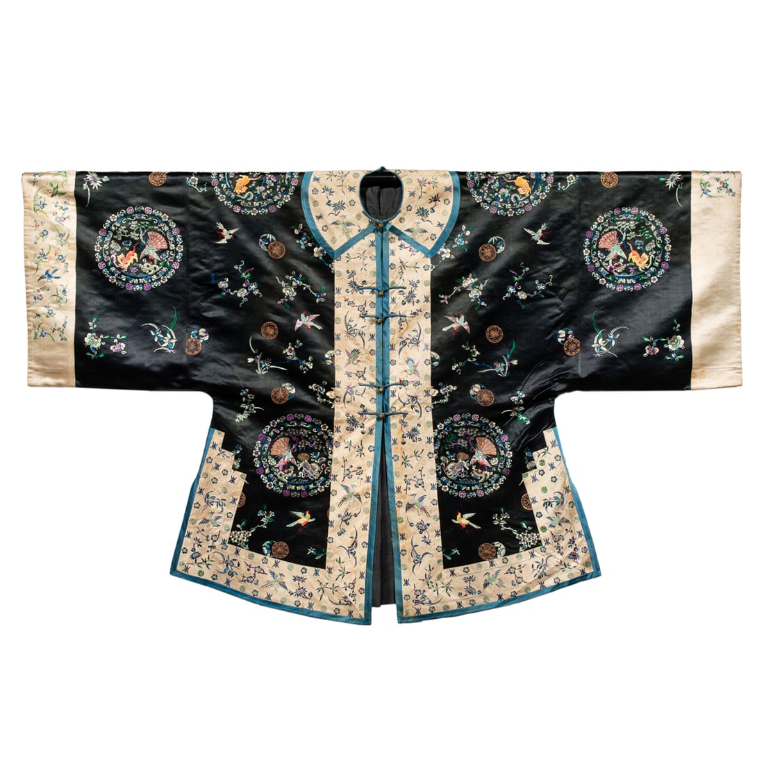 A Chinese embroidered black-ground robe (1 of 3)