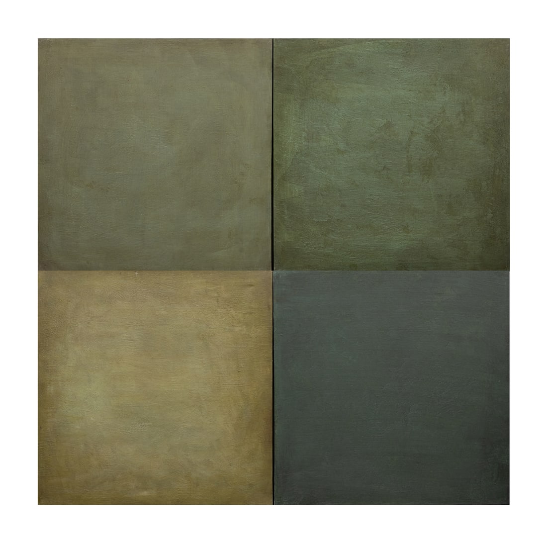 Paintings, American School (20th century): (lot of 4) American School (20th century), Untitled (Shades of Green), oils on canvas, unsigned, canvas (unframed, for each): 24"h x 24"w