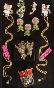 Nine pieces of costume jewelry comprising Betsy Johnson, Heidi Daus and others