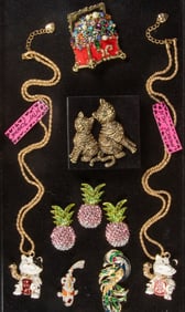 Nine pieces of costume jewelry comprising Betsy Johnson, Heidi Daus and others