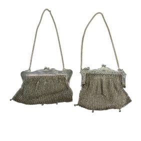 Two German silver chain mesh purses