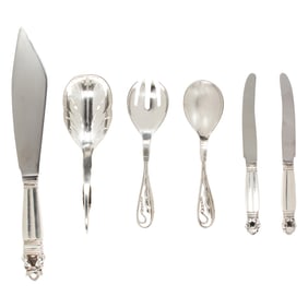 Six pieces of Georg Jensen sterling flatware