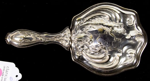 An Art Nouveau sterling hand mirror