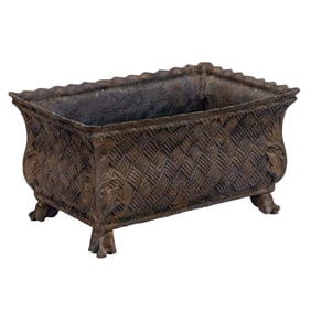 A faux cast iron basket form rectangular planter