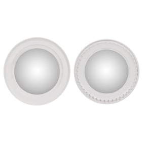 Two white painted round mirrors