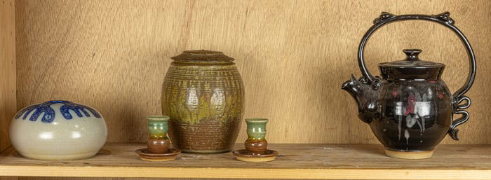 A group of five Studio pottery pieces