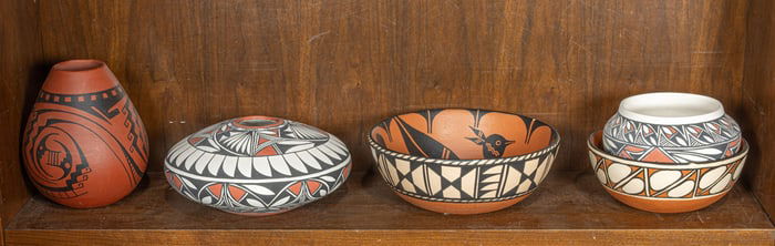 A group of mainly San Ildefonso pottery