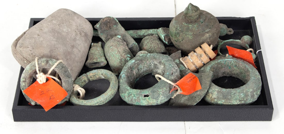 A collection bronze fragments and clay artifacts (1 of 2)