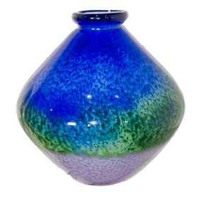 A Murano glass vase in blue, green and lavender