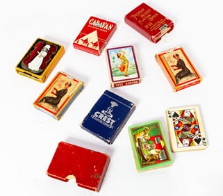 Eight decks of vintage and antique playing cards, by makers such as The U