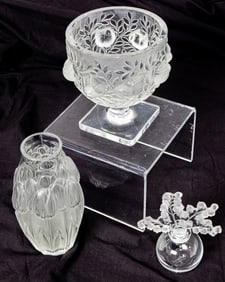 Three pieces of Lalique glass