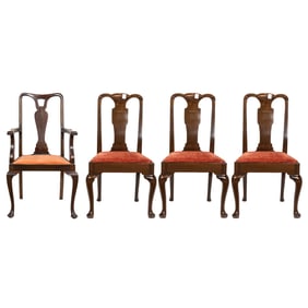 An assembled set of four Queen Anne style dining chairs