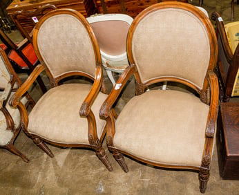 A pair of French Neoclassical style salon fauteuils