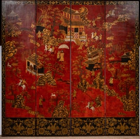 A Chinese four-panel folding screen