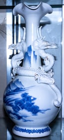A Hirado blue and white 'dragon' vase