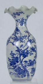 A Japanese blue and white vase