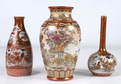 (lot of 3) Kutani small vases