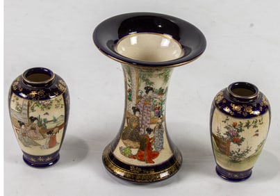 (lot of 3) Satsuma vases