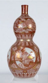 A Kutani double-gourd vase