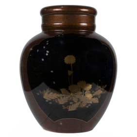 A Japanese gilt lacquered tea caddy