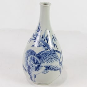 A Korean blue and white 'tiger' vase