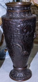 A Japanese patinated bronze 'dragon' vase