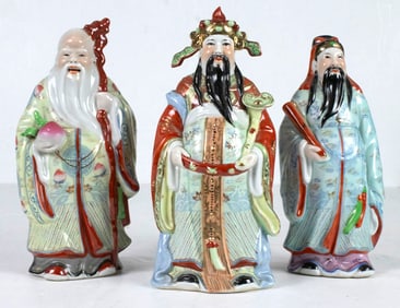 A set of three Chinese famille rose Star God figures