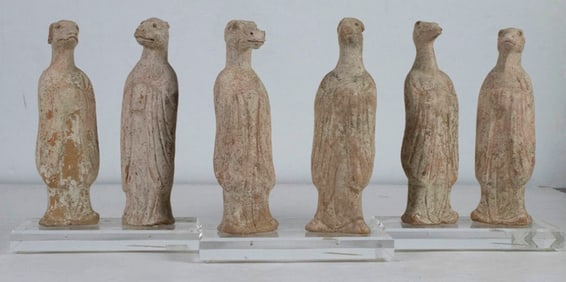 Three Pairs of Chinese pottery zodiac figures