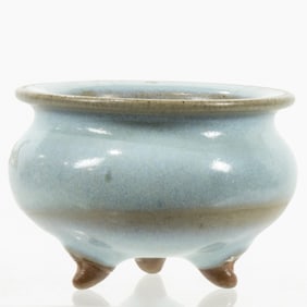 A Chinese Jun ware tripod censer