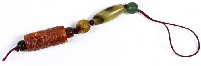 (lot of 3) Chinese archaistic stone beads