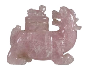 A Chinese rose quartz beast vase
