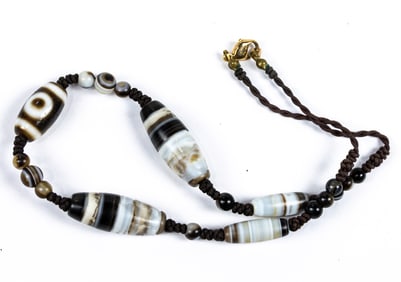 Group of banded agate and a dzi beads