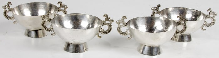 (lot of 4) Silver stem bowls