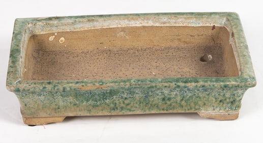 A Chinese green and lead glazed planter