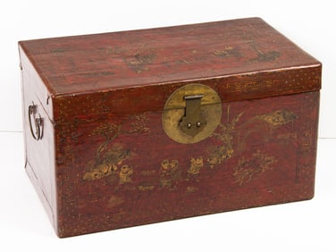 A Chinese red lacquered chest
