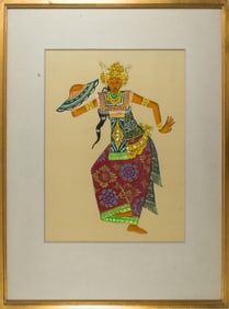 (lot of 9) Balinese dancer paintings