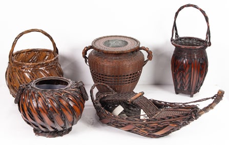 (lot of 5) Ikebana baskets