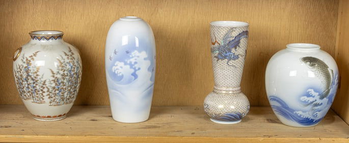 (lot of 4) Fukagawa porcelain vases