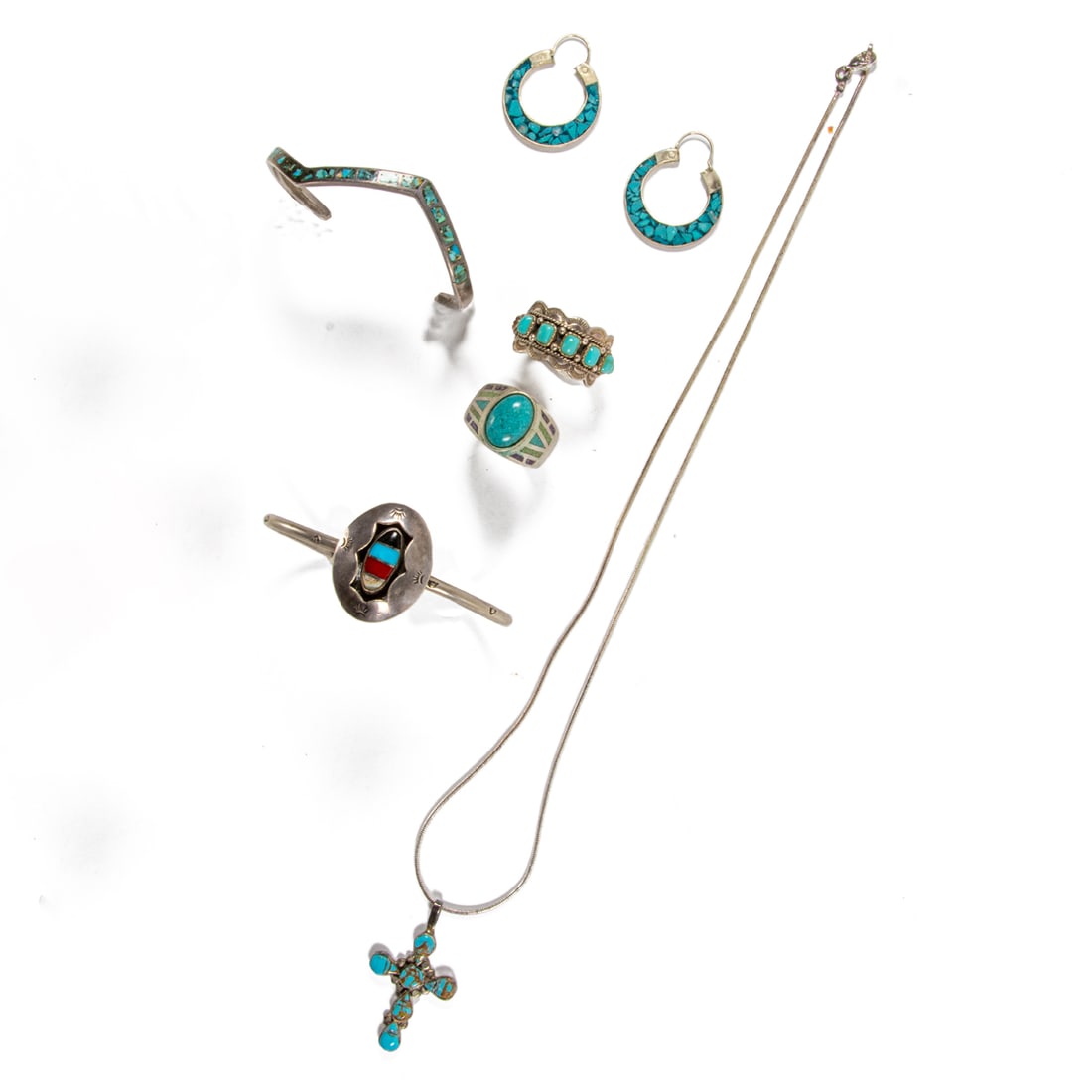 A group of Native American turquoise and silver jewelry (1 of 1)