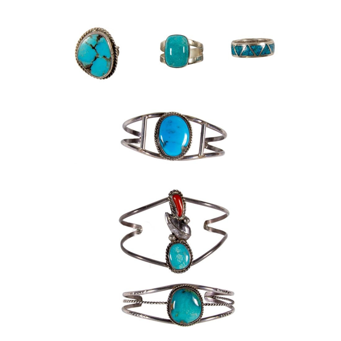 A group of turquoise and silver jewelry (1 of 3)