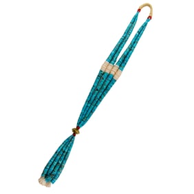 A Native American turquoise, coral, and shell beaded necklace