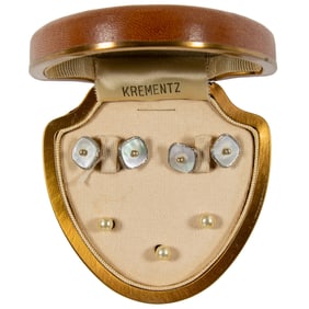 A Krementz cultured pearl and gold-filled tuxedo set