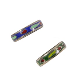 Two enamel and silver rings
