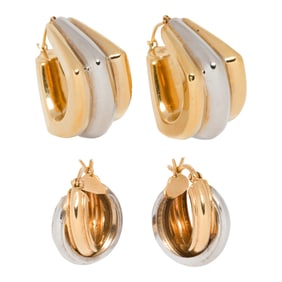 Two pairs of 14k gold earrings