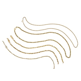 Five 14k gold chains