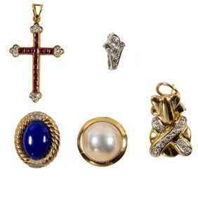 A group of gemstone, 14k and 18k gold items