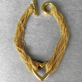 Tiffany & Co., Elsa Peretti 18K Yellow Gold Multi Strand Heart Bracelet