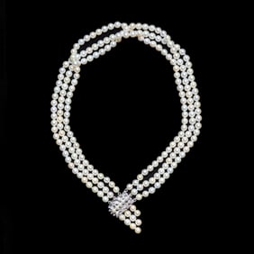 Pearl, Diamond and 14k Necklace
