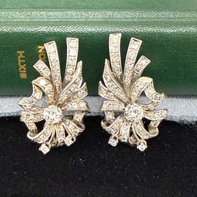 Diamond Flower Earclips